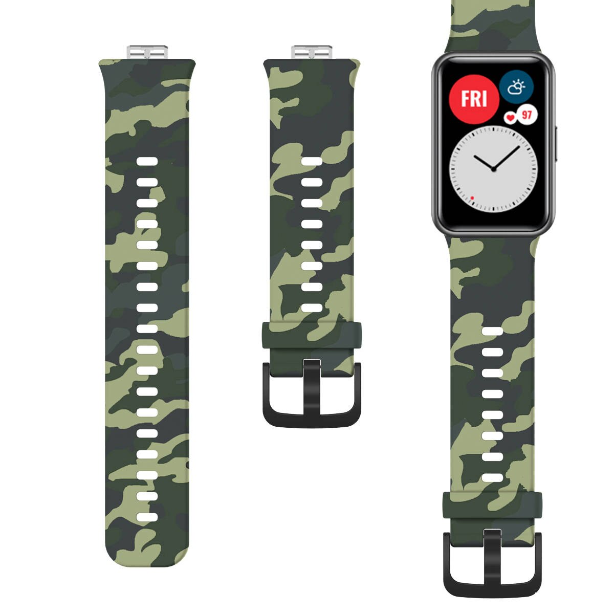 Dây đeo silicon in họa tiết chống nước cho đồng hồ thông minh Huawei Watch Fit 2021