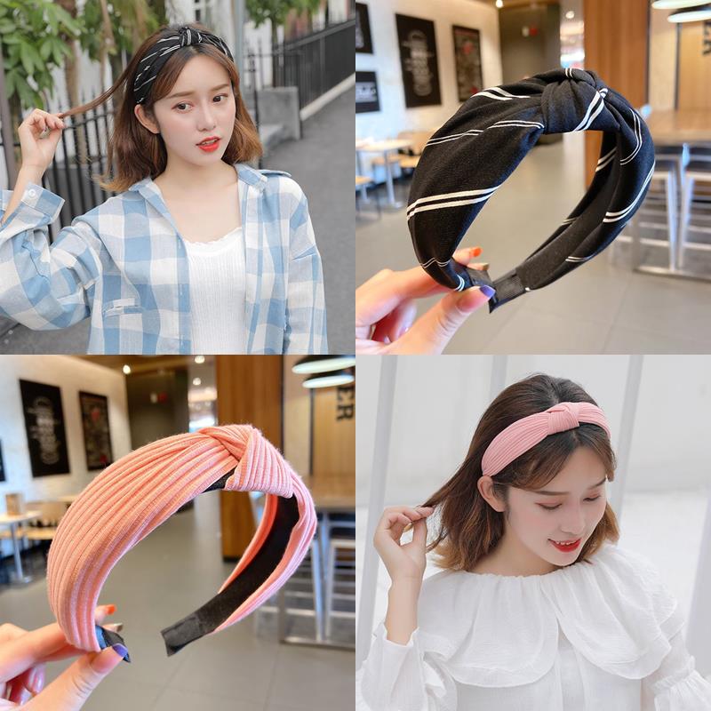 Băng Đô Dệt Kim Hoạ Tiết Kẻ Sọc Đơn Giản Thời Trang