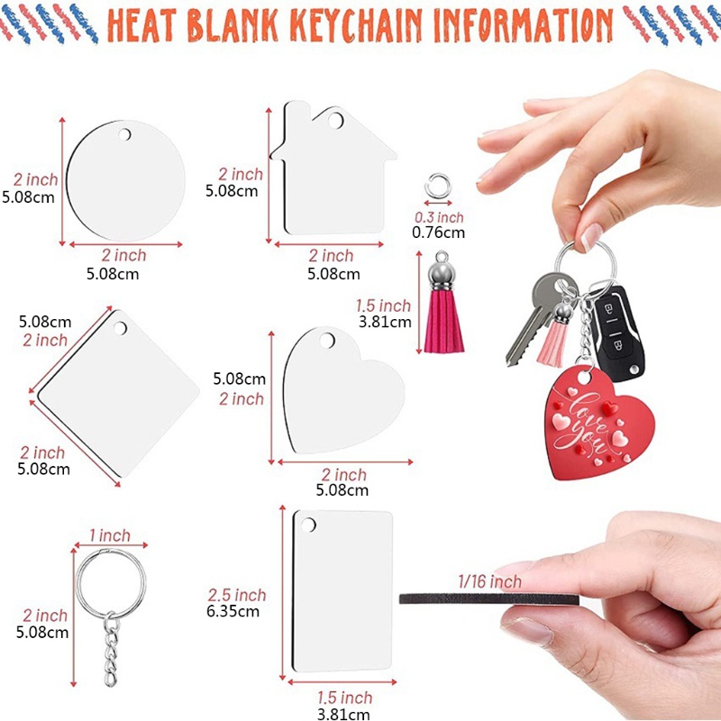 Móc Khóa Trơn Màu Hình Vuông / Tròn / Trái Tim Dùng Làm Móc Khóa DIY