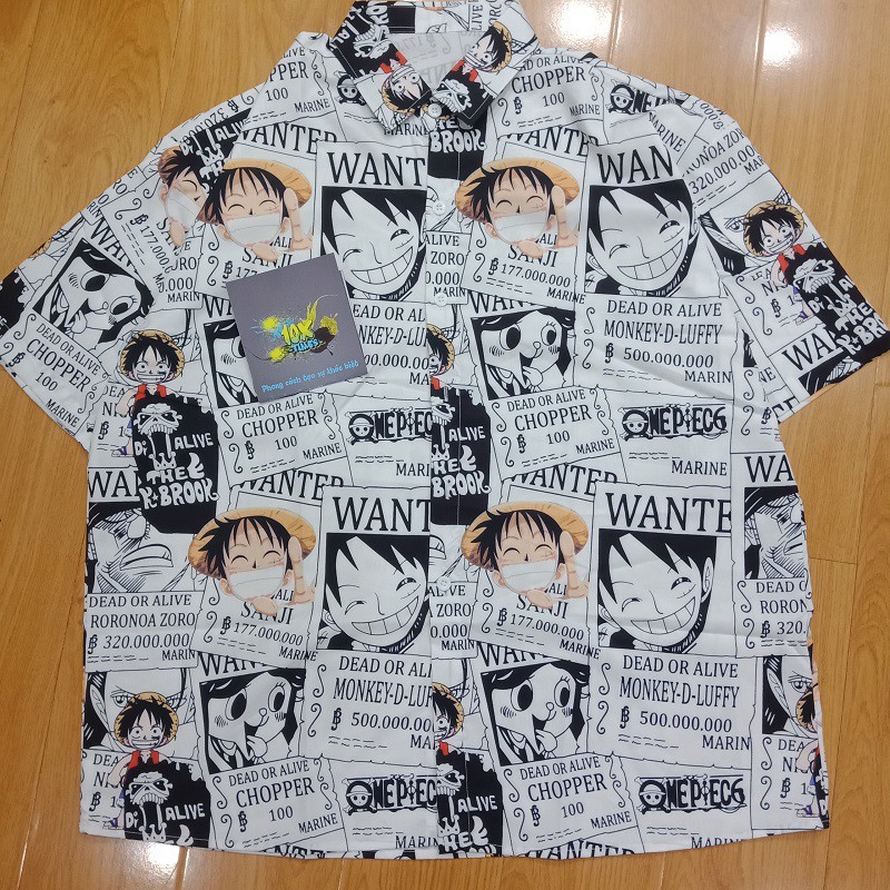 Áo sơ mi ngắn tay Luffy onepiece nam nữ unisex