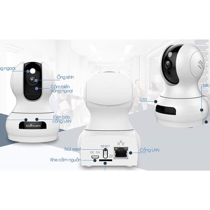 Camera IP Wifi EbitCam E3 3MP độ phân giải 2K siêu nét, đàm thoại 2 chiều, quay 355 độ, hàng chính hãng