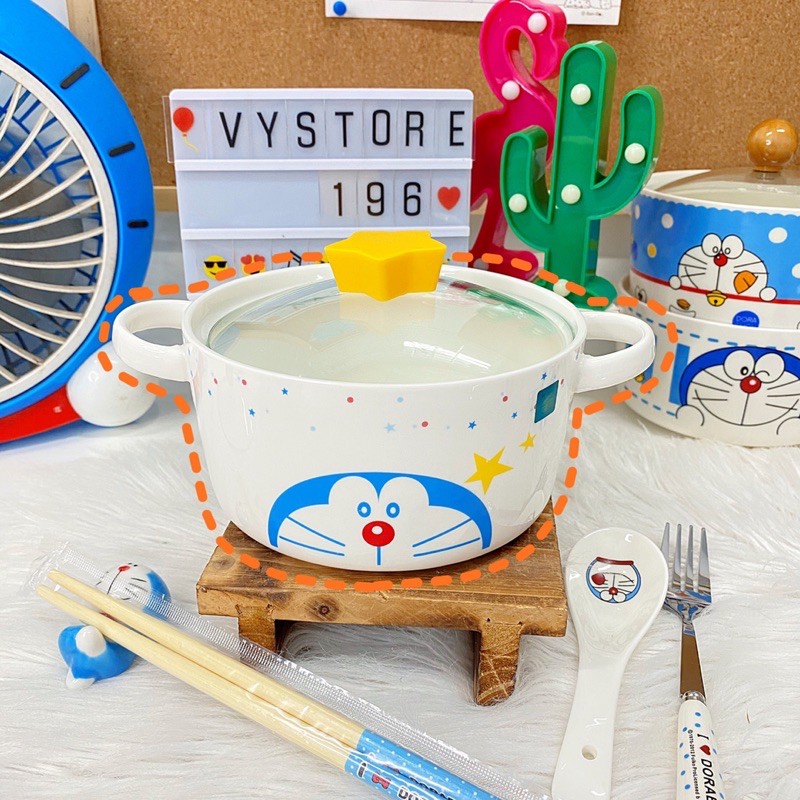 NỒI SỨ ĂN MÌ ĐÔREMON / THỐ NẤU SOUP HOẠT HÌNH ĐÔRAEMON ĐUN ĐƯỢC TRỰC TIẾP TÊN BẾP