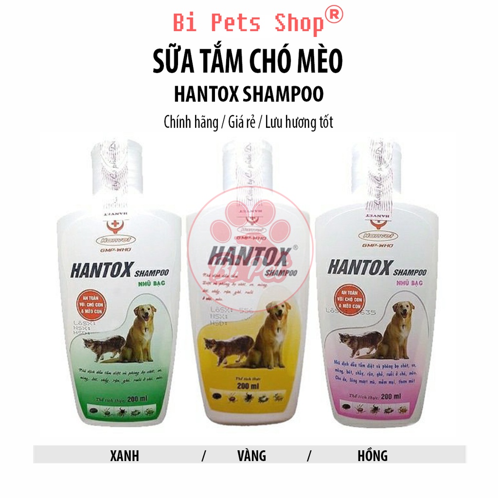 Sữa Tắm Chó chó - Sữa Tắm Hantox Shampoo ( 200 ML ) trị ve, rận, bọ chét, ký sinh trùng, ghẻ ngứa