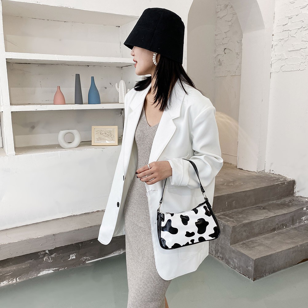 Túi đeo vai chất da PU họa tiết da bò sữa hợp thời trang cho nữ | BigBuy360 - bigbuy360.vn