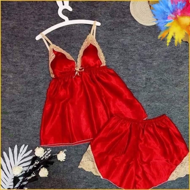 [Có size 71kg] Đồ ngủ sexy nữ/Đồ ngủ bigsize hai dây phối ren chất lụa phi hai dây chất mịn quyến rũ, mã 4