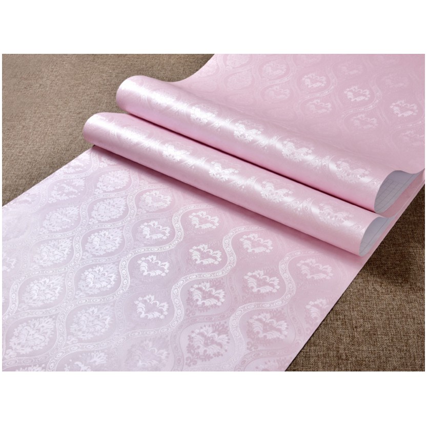 Decal giấy dán ừường vân sóng lượn hồng khổ 60cm keo sẵn