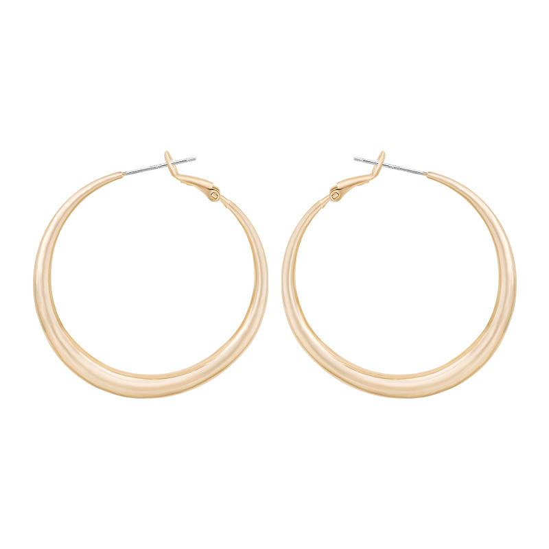 Khuyên tai hình tròn lớn màu vàng kim phong cách Hàn Quốc đơn giản