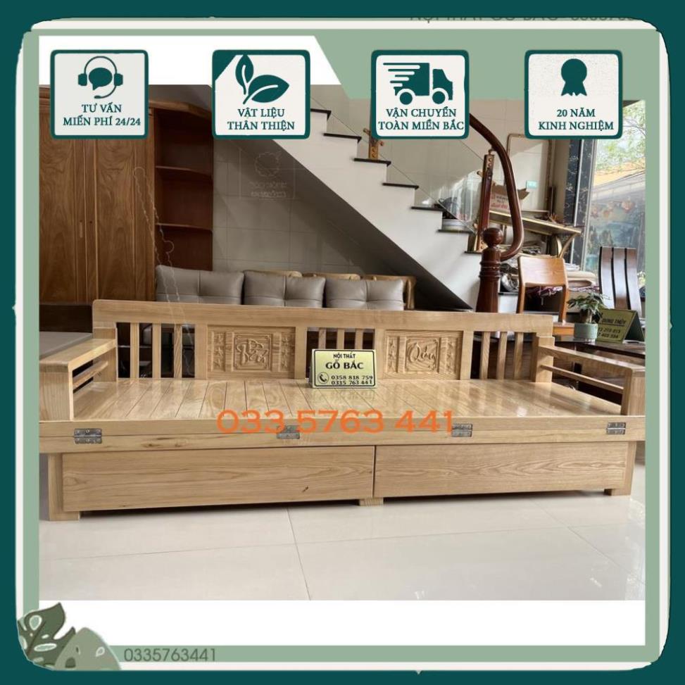 HÀNG CHÍNH HÃNG- sofa bed gỗ sồi nga 100% kiểu dáng hiện đại gấp ra thành giương 1m2x1m9 @