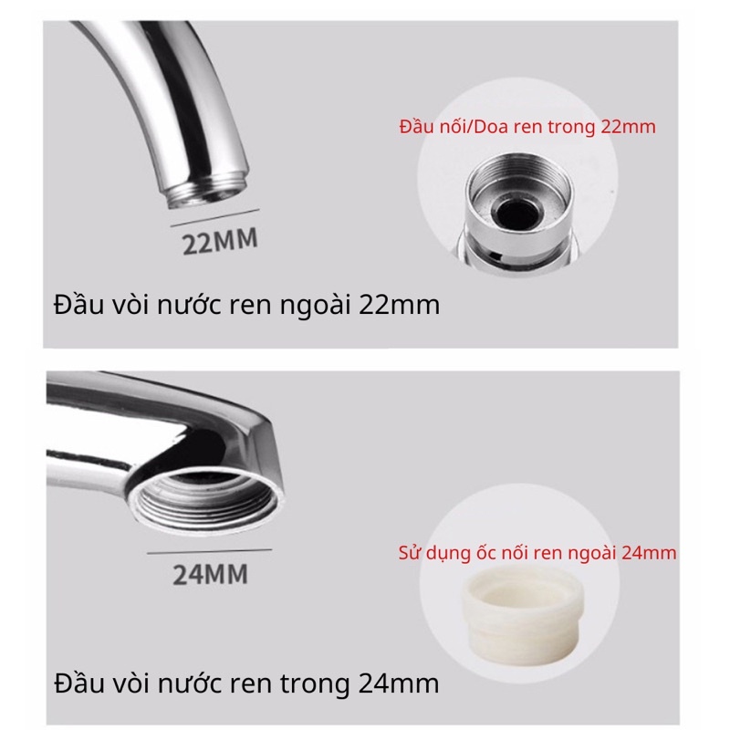 Đầu nối vòi rửa bát dây lò xo inox 304 cố định được xoay 360 độ tăng áp 2 chế độ nước đầu vòi rửa bát Debas