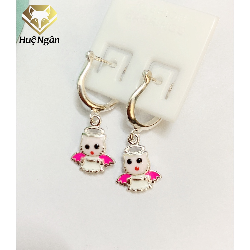 Bông tai Trẻ em bạc Ý 925 Huệ Ngân - Mèo kitty Thiên thần RYE141115