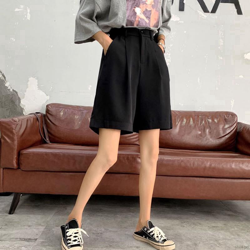 Quần Đùi Nữ Lưng Cao Ống Rộng