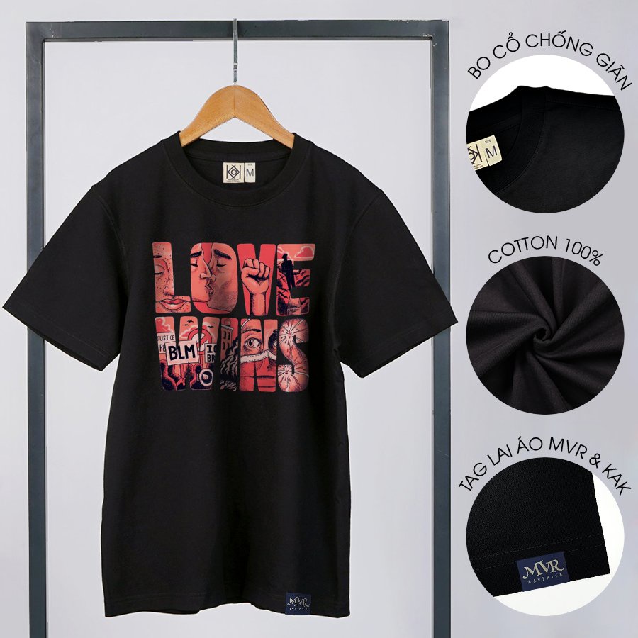 Áo thun trắng tay lỡ Cotton thoáng mát tình yêu chữ phong cách love MVR size rộng tee Mỹ KK4042