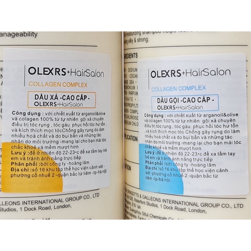 Bộ dầu gội xả Olexrs Argan Oil Collagen Hair Salon Cao Cấp Phục Hồi Tóc Hư Tổn Giúp Tóc Mềm Mượt