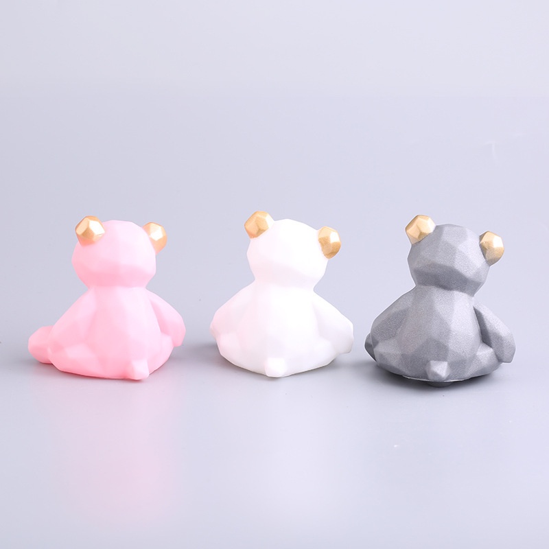 Gấu Hình Học Bằng Vinyl Dễ Thương Trang Trí Bánh Kem