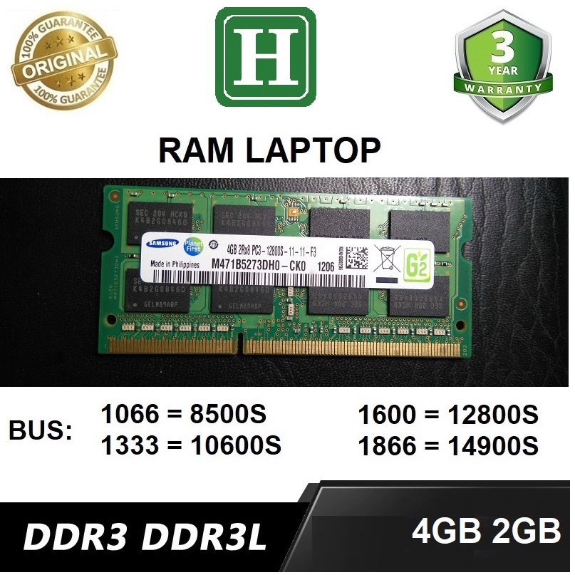 Ram laptop 4gb DDR3L hoặc DDR3 bus 1600, 1333 và 1066 dùng cho laptop, và các loại khác, bảo hành 3 năm