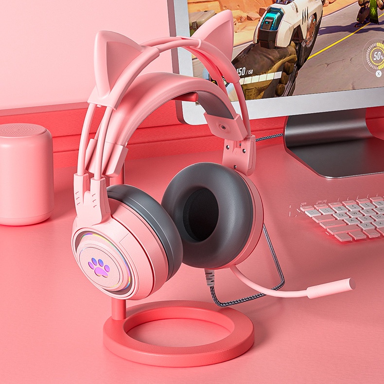 Tai Nghe Có Dây Gaming, Tai Nghe Mèo Có Mic Đàm Thoại, Học Zoom ,Không Chễ Âm, Cao Cấp.