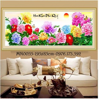 Tranh thêu chữ thập Hoa Khai Phú Qúy I 195x85cm I MN0055