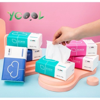 5 gói Giấy lụa giấy ăn Ycool khăn giấy rút đa năng thùng 24 gói 300 tờ 4 lớp giấy trắng tự nhiên