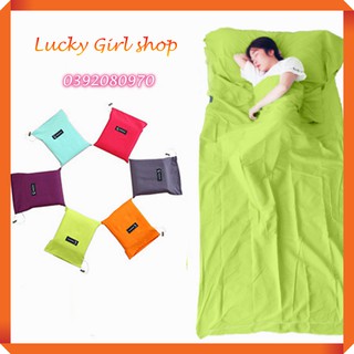 Túi Ngủ Cá Nhân Lụa Thân Thiện Với Da Size 220*160cm (Dùng Cá Nhân Hoặc Cặp Đôi) Gấp Gọn 23*16cm - Lucky Girl shop