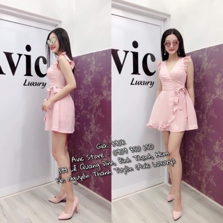 Đầm xoè tay bèo cột nơ eo xinh xắn