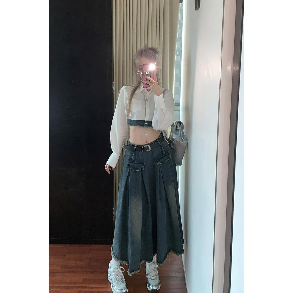 「 WELOVE1 」Chân váy jean Lưng Cao Dáng Ôm Thời Trang Mùa Hè Dành Cho Bạn Nữ