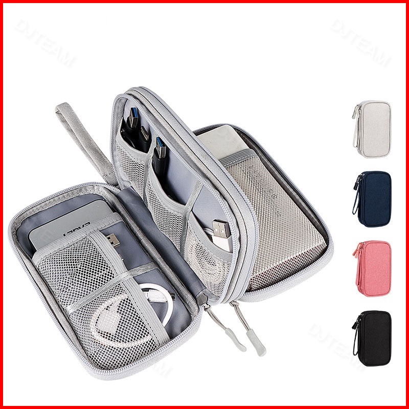 Túi Lưu Trữ Cáp Dữ Liệu Kỹ Thuật Số Hai Lớp Di động, Đối với pin dự phòng, bộ sạc, tai nghe, cáp dữ liệu, đĩa U Chống thấm nước và chống áp lực
