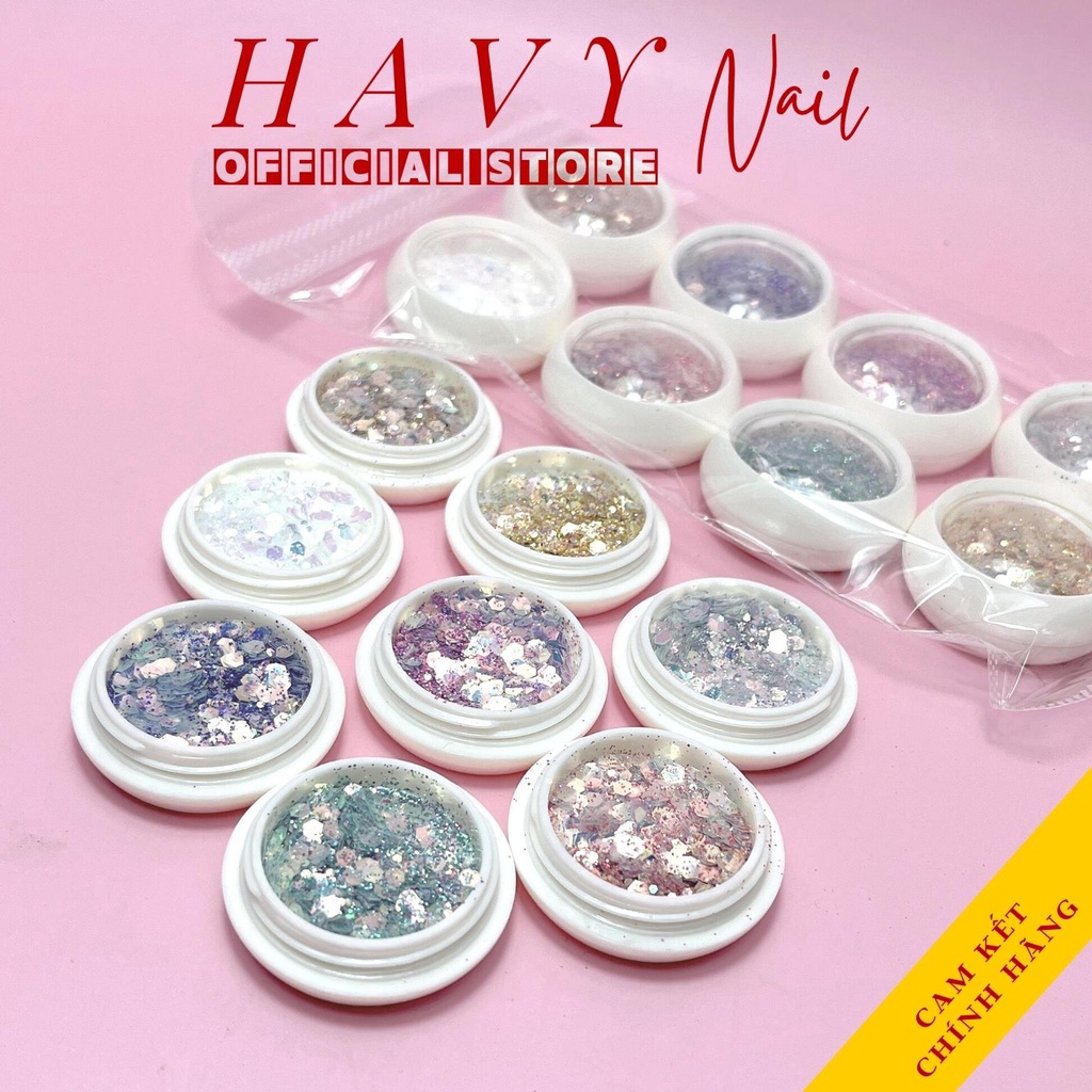 Set nhũ Khổng tước kim cương Vảy Cá 8 Hũ - Nhũ vẩy cá