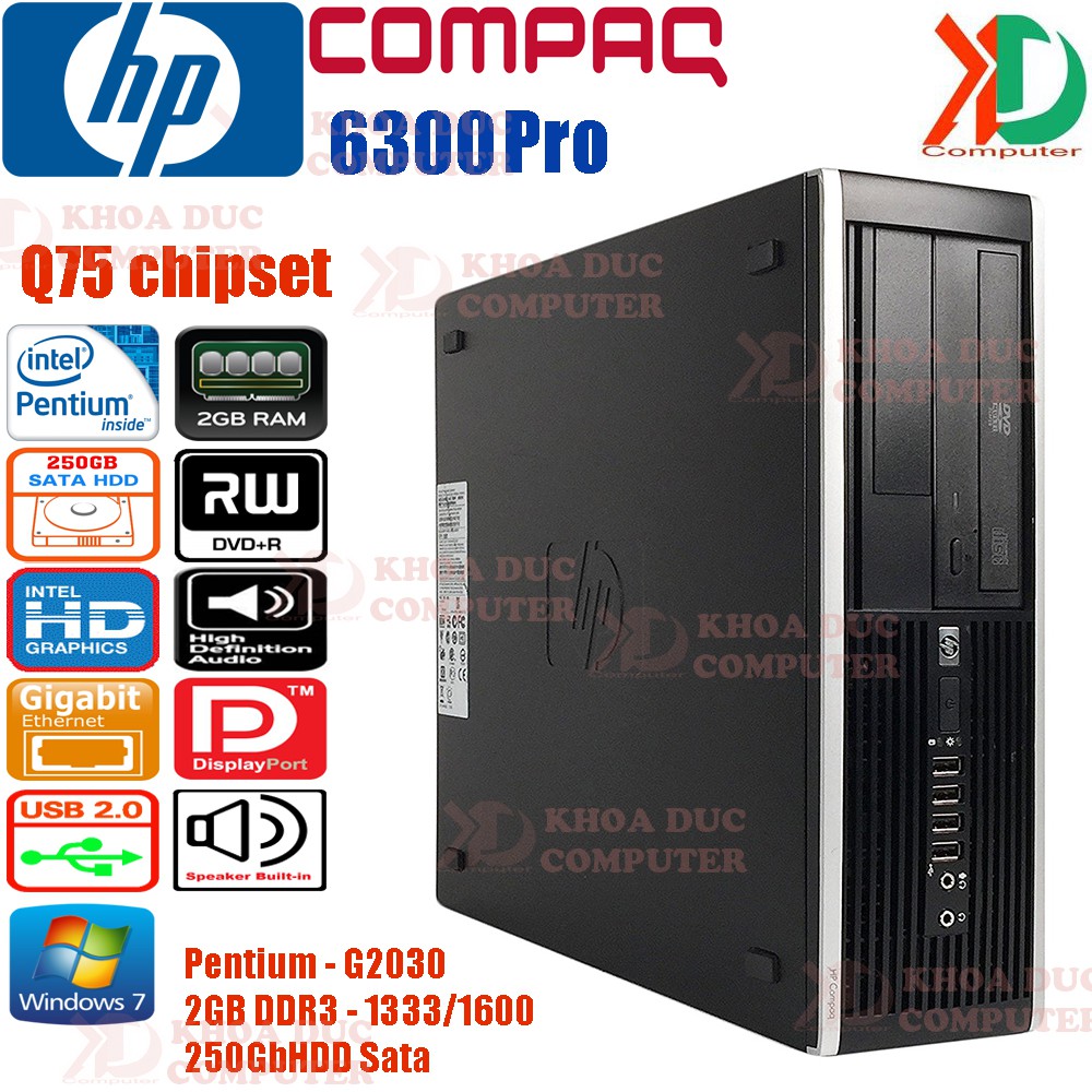 Máy tính đồng bộ HP Compaq 8300/6300 Pro Q77 G2030/2GB ram / 250GB HDD Hàng châu âu siêu bền