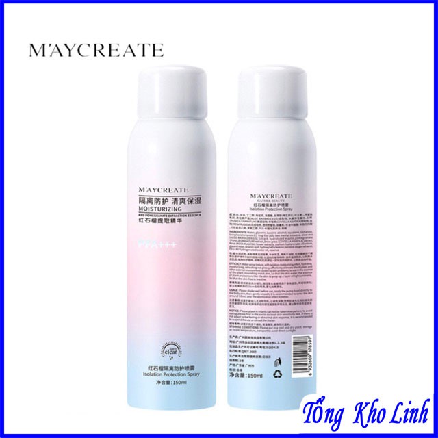 Xịt Chống Nắng Trắng Da Maycreate 150ml Spf35