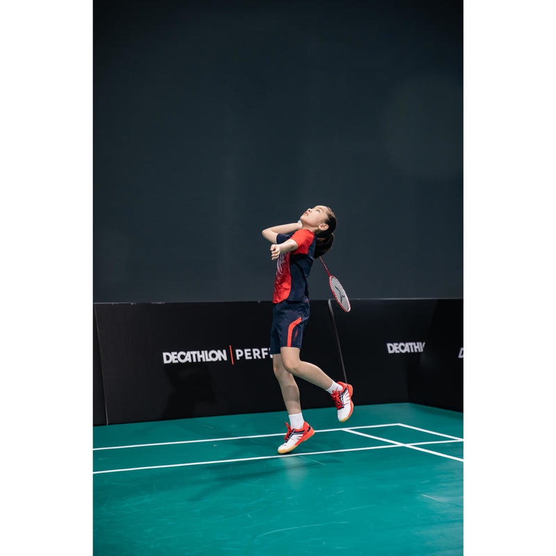 Quần short 560 jr cho trẻ em - xanh navy/đỏ Decathlon Perfly