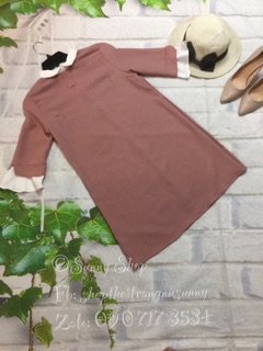 Đầm suông cổ sen 