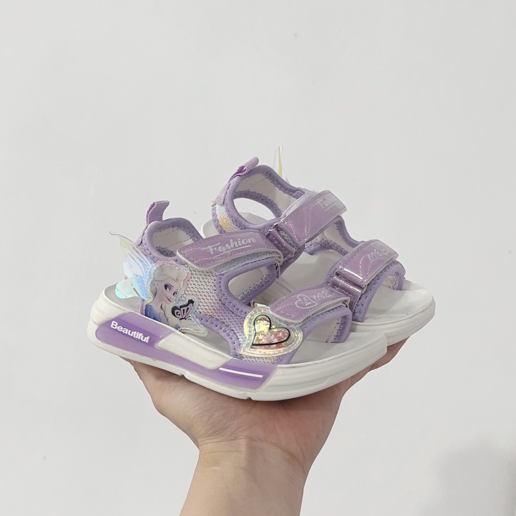 Dép quai hậu bé gái - Sandal cho bé quai dán cánh tiên, đế siêu mềm đi học đi chơi Babybees 652 852 (có ảnh thật)