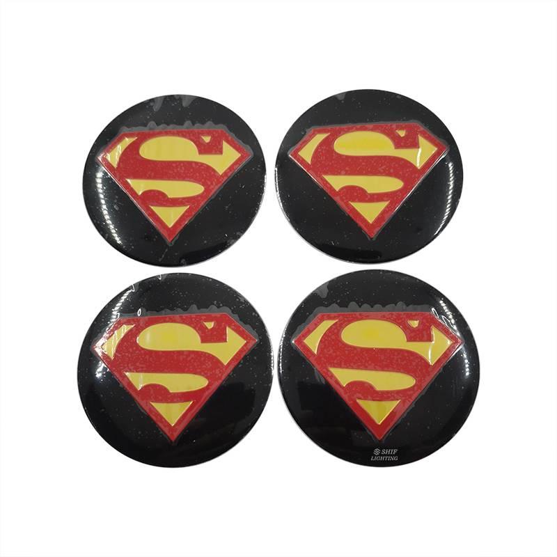 Miếng dán trang trí bánh xe hình logo siêu nhân kích thước 4x56mm