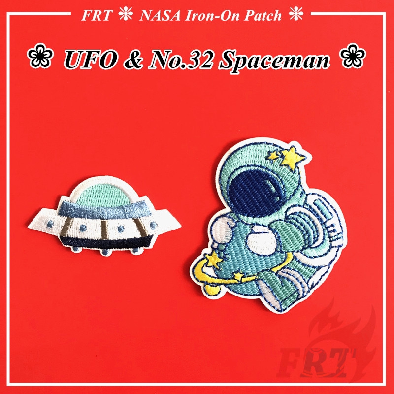 Bộ 1 / 2 Sticker Ủi Thêu Hình Ufo &amp; No.32 Độc Đáo