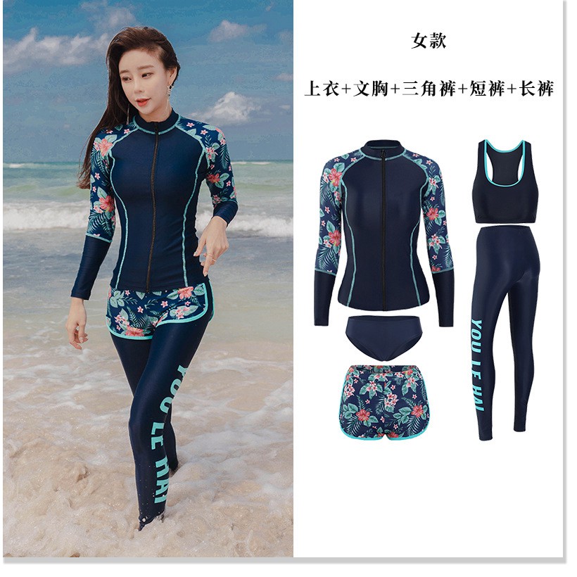 Order Bikini nữ đẹp,  Cặp vợ chồng người mẫu bộ đồ lặn nam và nữ chia áo tắm bảo thủ dài tay chống nắng lướt sóng phù hợ