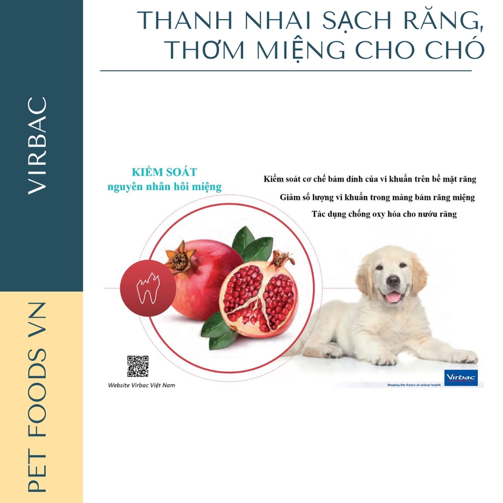 Thanh nhai sạch răng, thơm miệng cho chó VIRBAC Veggiedent Fresh túi 15 thanh