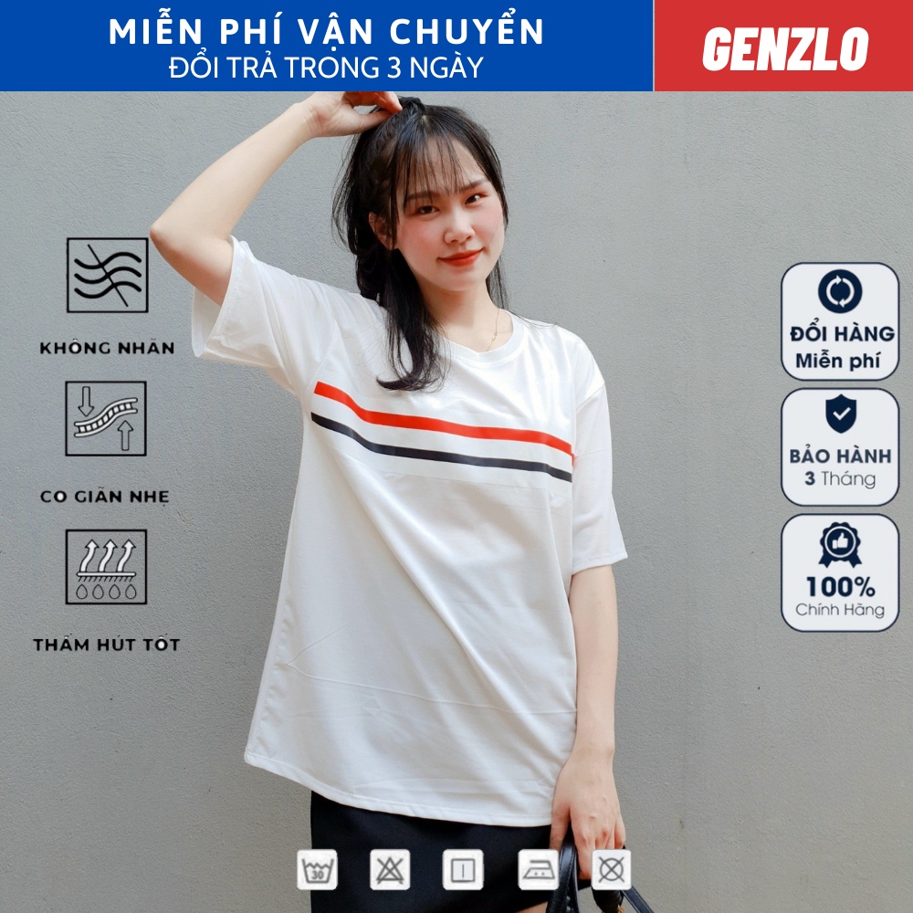 Áo thun tay lỡ Unisex GENZLO form rộng vải cotton co dãn, áo thun Form rộng tay lỡ nam nữ Kẻ Sọc