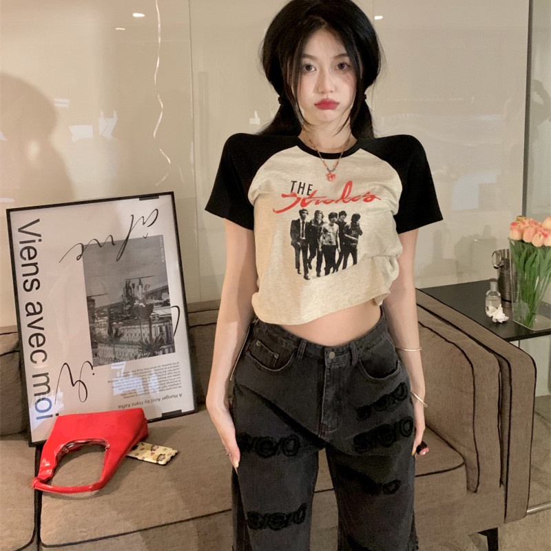 Áo Thun Tay Ngắn Dáng Ôm In Họa Tiết Đơn Giản Thời Trang Mùa Hè Cho Nữ