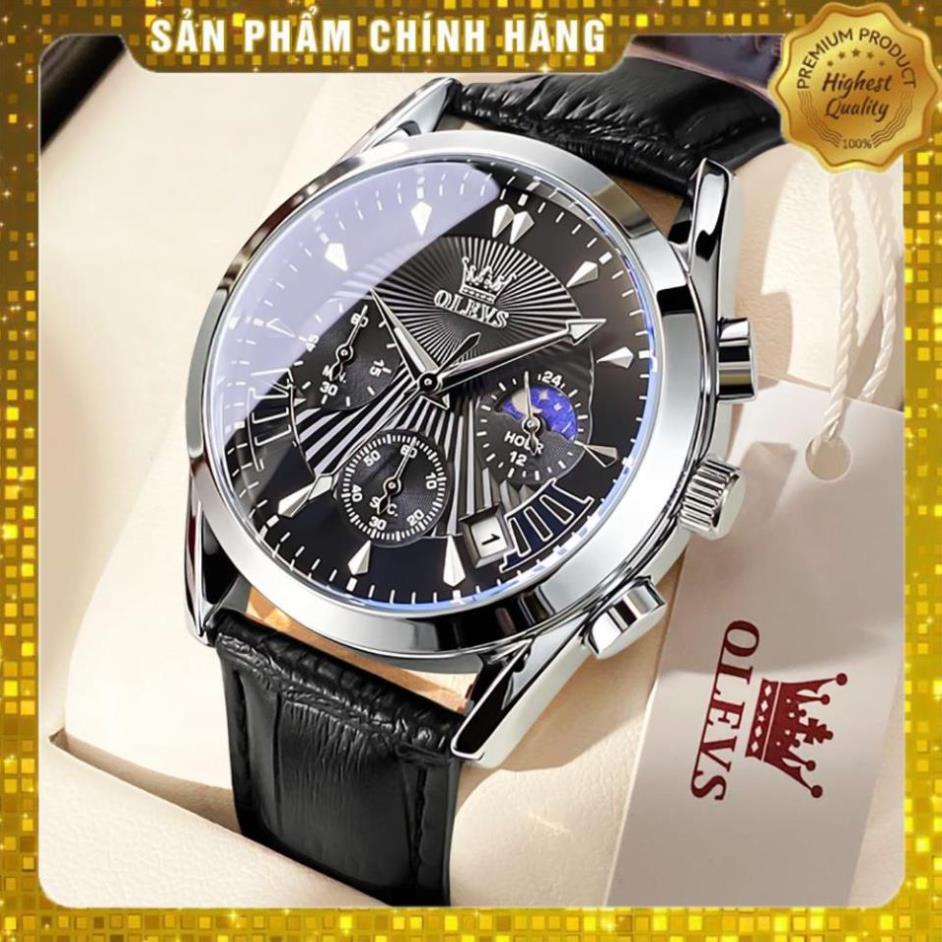 Đồng hồ nam chính hãng OLEVS 2876 dây da bò Chống thấm nước sâu hiệu ứng phát sáng