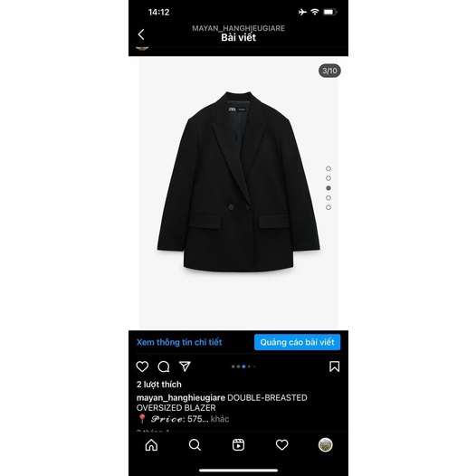 THANH LÝ ÁO BLAZER ZARA