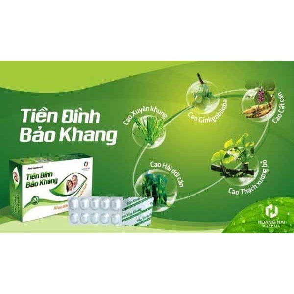 Tiền Đình Bảo Khang Hỗ Trợ Giảm Rối Loạn Tiền Đình, Chóng Mặt, Đau Đầu, Tê Bì Chân Tay - Hộp 20 Viên