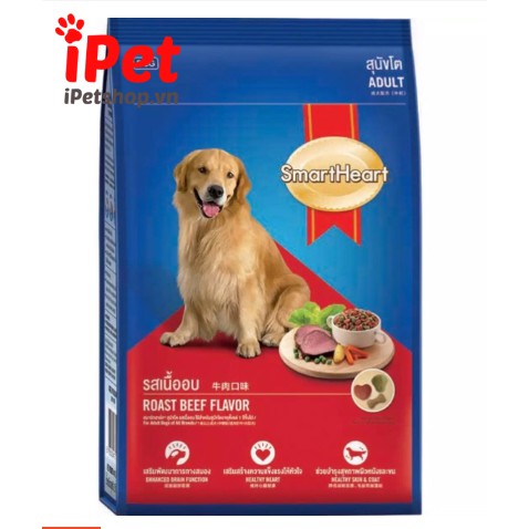 Thức Ăn Cho Chó Lớn, Đồ Ăn Hạt Khô SmartHeart Vị Thịt Bò Nướng 400g - iPet Shop