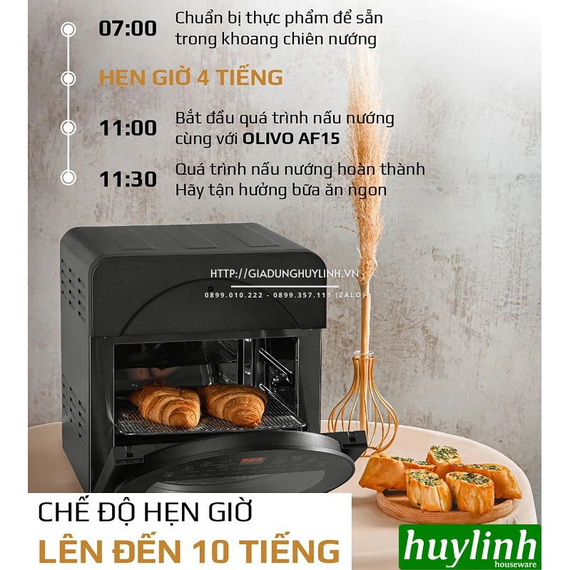 [Mã ELHAMS5 giảm 6% đơn 300K] Nồi chiên không dầu điện tử Olivo AF15 - 15 lít - Tặng Voucher