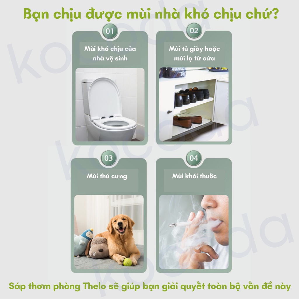 Sáp thơm phòng Thelo cao cấp khử mùi phòng ngủ nhà vệ sinh toilet ô tô hũ 190g - KOCODA