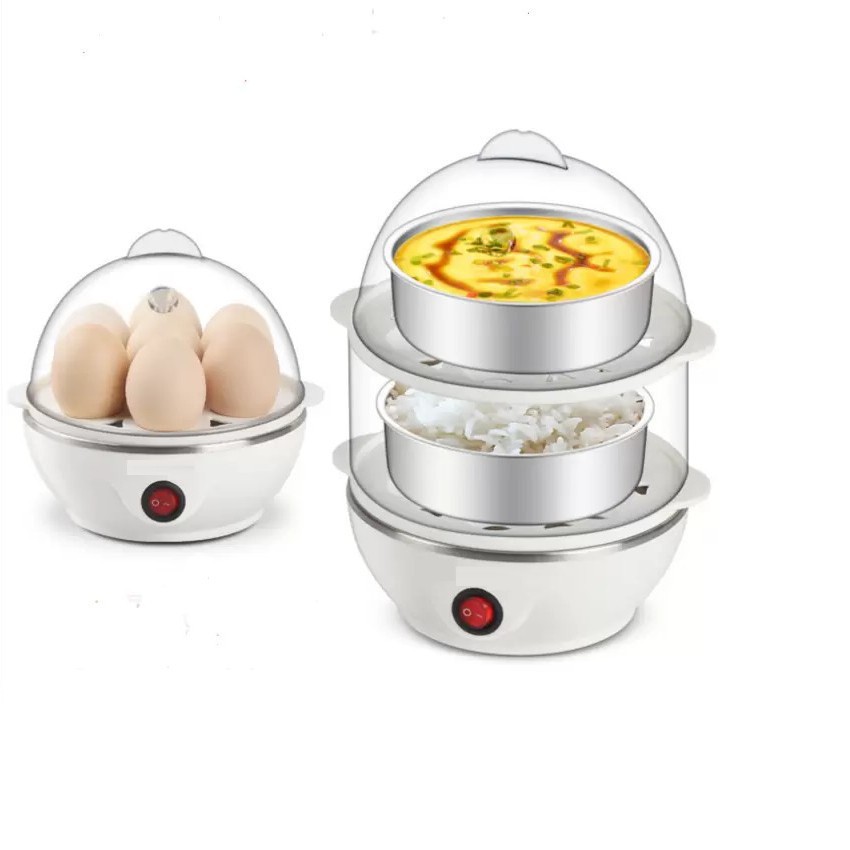 Máy Hấp Bánh, Luộc Trứng, Hấp Thực Phẩm 2 Tầng Mini Egg, Siêu Tiện Dụng Cho Nhà Bếp, Bảo Hành 12 Tháng "