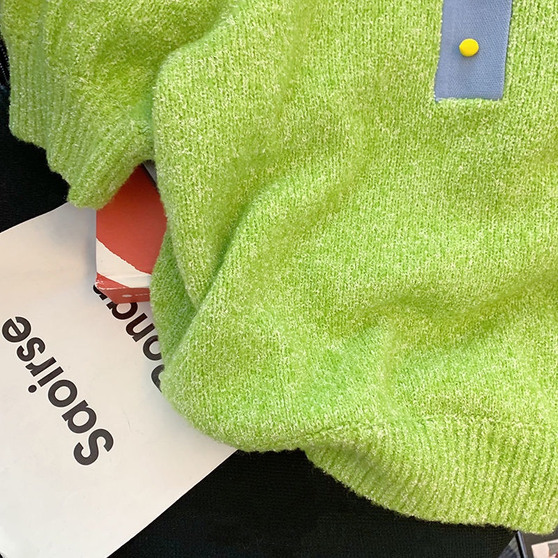 Áo Sweater Cổ Polo Tay Phồng Mềm Mại Họa Tiết Hoa Ba Chiều Phong Cách Phương Tây