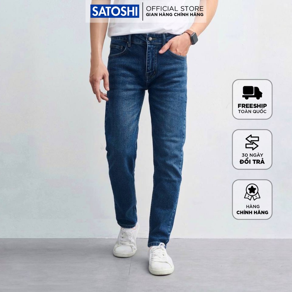 Quần Jean nam xanh wash slimfit SAQJ66 | Satoshi|