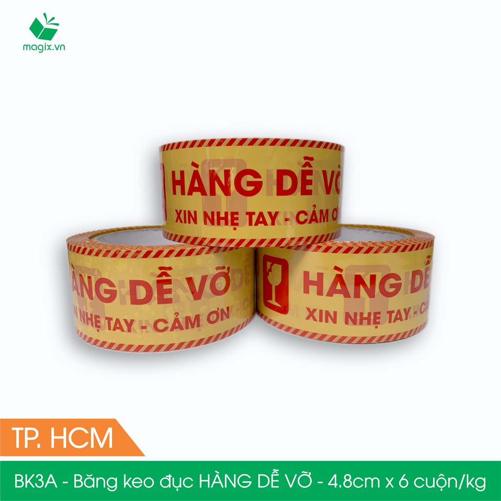 BK3A - Băng keo đục HÀNG DỄ VỠ - Băng dính NIÊM PHONG - 3 cuộn