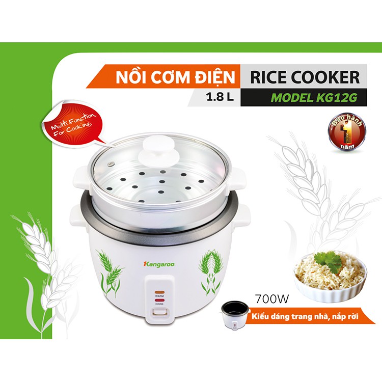 NỒI CƠM ĐIỆN KANGAROO KG 12G Giá Rẻ (giao hàng màu ngẫu nhiên )