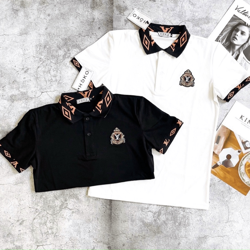 ÁO THUN NAM NAM CỔ BẺ PHỐI LOGO NGỰC ĐẸP SANG CHẤT LỪ